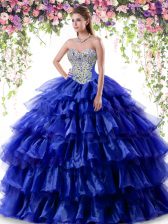  Sleeveless Beading and Ruffled Layers Lace Up Sweet 16 Dress
