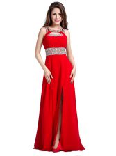 Best Silk Like Satin Square Sleeveless Zipper Beading in Red