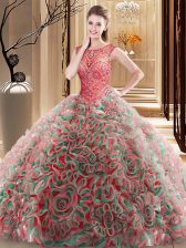  Scoop Multi-color Sleeveless Brush Train Beading Quinceanera Dress