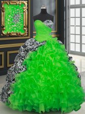 Spectacular Printed Pick Ups Ball Gown Prom Dress Sweetheart Sleeveless Brush Train Lace Up