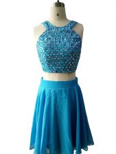 Fabulous Scoop Sleeveless Zipper Knee Length Beading Homecoming Dress
