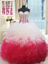  Sleeveless Beading and Ruffles Lace Up Vestidos de Quinceanera