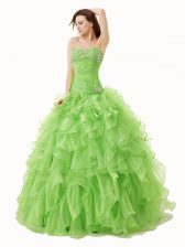 Ideal Floor Length Sweet 16 Dress Sweetheart Sleeveless Lace Up