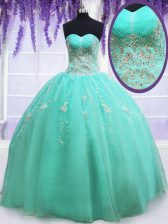 Unique Floor Length Apple Green Quinceanera Dress Sweetheart Sleeveless Zipper
