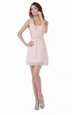  Sleeveless Backless Knee Length Ruching Prom Party Dress