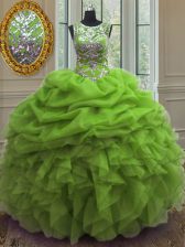 Superior Scoop Beading and Ruffles and Pick Ups Quinceanera Dress Lace Up Sleeveless Floor Length