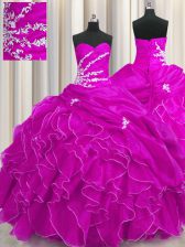  Floor Length Ball Gowns Sleeveless Fuchsia Ball Gown Prom Dress Lace Up