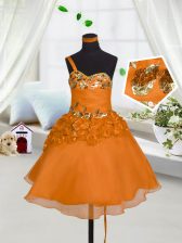  Mini Length Orange Red Little Girls Pageant Gowns Sweetheart Sleeveless Lace Up