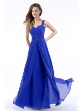 Colorful Royal Blue Straps Neckline Hand Made Flower Prom Evening Gown Sleeveless Zipper