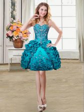  Pick Ups Sweetheart Sleeveless Lace Up Prom Party Dress Teal Organza and Taffeta