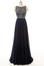 Noble Chiffon Sleeveless Floor Length Prom Dress and Beading