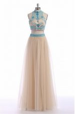  Sleeveless Zipper Floor Length Beading and Appliques and Belt Homecoming Dress