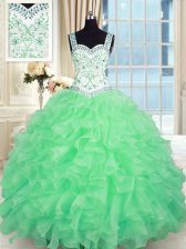 Luxurious Sweetheart Lace Up Beading and Appliques and Ruffles Quinceanera Dress Sleeveless