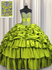  Brush Train Sleeveless Beading and Embroidery and Ruffled Layers and Pick Ups Lace Up Ball Gown Prom Dress