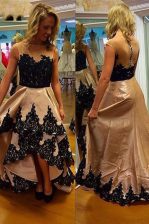 Suitable Asymmetrical Champagne Evening Dress Bateau Sleeveless Zipper