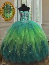 Simple Sequins Floor Length Multi-color 15 Quinceanera Dress Sweetheart Sleeveless Lace Up