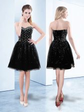 Decent Black Prom Evening Gown Prom and Party with Beading and Sequins Sweetheart Sleeveless Lace Up