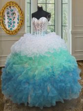 Pretty Sleeveless Beading and Ruffles Lace Up Sweet 16 Quinceanera Dress