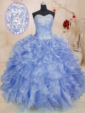  Organza Sleeveless Floor Length Sweet 16 Dresses and Beading and Ruffles