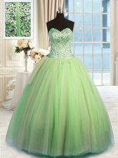 Flare Sweetheart Sleeveless Organza Sweet 16 Dress Beading and Ruching Lace Up