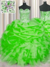  Sleeveless Lace Up Floor Length Beading and Ruffles and Pick Ups Sweet 16 Dress