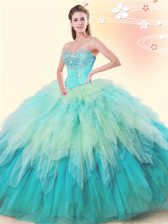 Cute Multi-color Sleeveless Beading and Ruffles Floor Length Quinceanera Gown