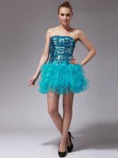 Artistic Sleeveless Beading and Ruffles Zipper Prom Evening Gown