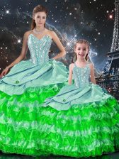 Traditional Sweetheart Sleeveless Lace Up Sweet 16 Quinceanera Dress Multi-color Organza