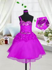 Gorgeous Organza Sleeveless Knee Length Child Pageant Dress and Beading and Hand Made Flower