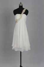 Sexy Sweetheart Sleeveless Evening Dress Tea Length Beading White Chiffon