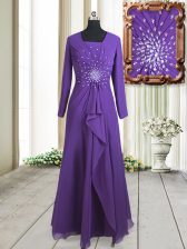  Square Long Sleeves Beading Zipper Prom Dress