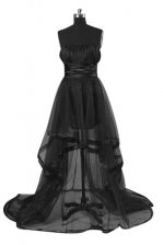 Romantic Sleeveless Zipper High Low Sashes ribbons Dress for Prom