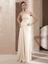  Empire Homecoming Dress Champagne One Shoulder Chiffon Sleeveless Floor Length Side Zipper