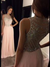 Clearance Scoop Sleeveless Beading Side Zipper Prom Evening Gown
