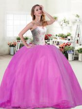 Extravagant Beading Quince Ball Gowns Lilac Lace Up Sleeveless Floor Length
