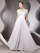 Pretty One Shoulder Sleeveless Side Zipper Floor Length Beading Prom Dresses