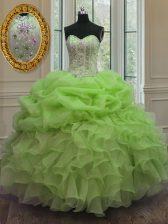 Designer Ball Gowns Beading and Pick Ups Sweet 16 Quinceanera Dress Lace Up Organza Sleeveless Floor Length