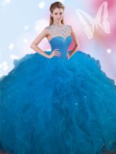  Sleeveless Beading Lace Up 15th Birthday Dress