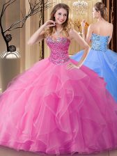  Sleeveless Lace Up Floor Length Beading 15th Birthday Dress