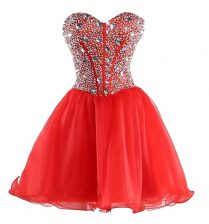 Trendy Sleeveless Beading Lace Up Evening Dress