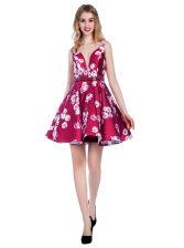  Multi-color Sleeveless Pattern Knee Length Prom Dress