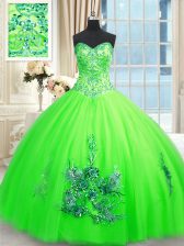  Floor Length Ball Gowns Sleeveless Quinceanera Gown Lace Up