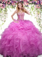 Elegant Sweetheart Sleeveless Organza Sweet 16 Quinceanera Dress Beading and Ruffles Lace Up