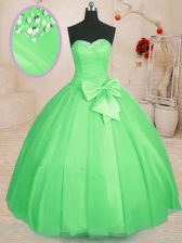 Shining Sweetheart Lace Up Beading and Bowknot Quince Ball Gowns Sleeveless