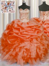 Luxurious Sweetheart Sleeveless Organza Quinceanera Gowns Beading and Ruffles and Pick Ups Lace Up
