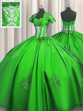 Simple Sweetheart Short Sleeves Lace Up 15th Birthday Dress Taffeta