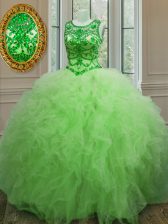 New Arrival Quinceanera Dresses Military Ball and Sweet 16 and Quinceanera with Beading and Ruffles Scoop Sleeveless Lace Up