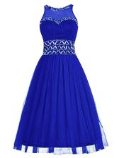 Superior Knee Length Royal Blue Homecoming Dress Scoop Sleeveless Zipper