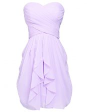  Lavender Lace Up Sweetheart Ruching Homecoming Dress Chiffon Sleeveless