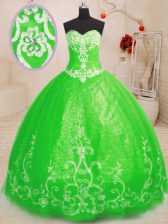  Sleeveless Beading and Appliques Lace Up Quince Ball Gowns